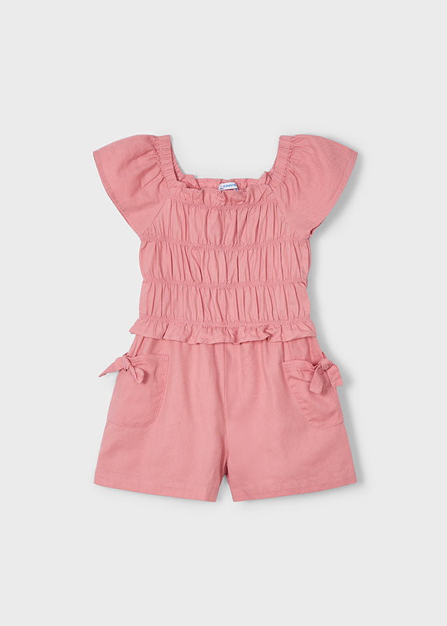 Salmon Ruched Romper - Select Size