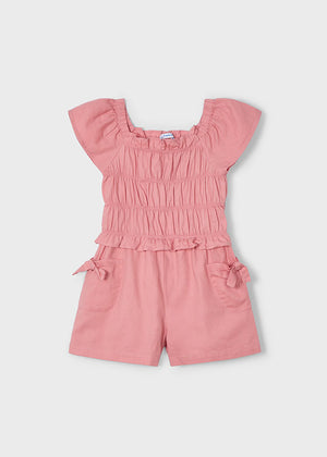 Salmon Ruched Romper - Select Size