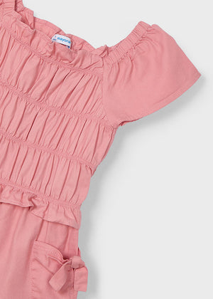 Salmon Ruched Romper - Select Size