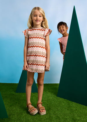 Salmon Zigzag Dress - Select Size