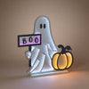Electric Infinity Lighted Halloween Ghost w/ Sign & Wooden Base - 23.6"