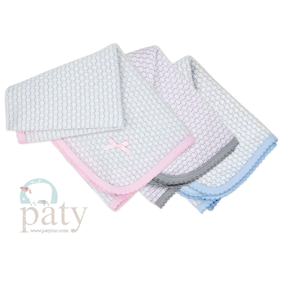 Paty Pinstripe Knit Receiving Blanket - With Trim Options