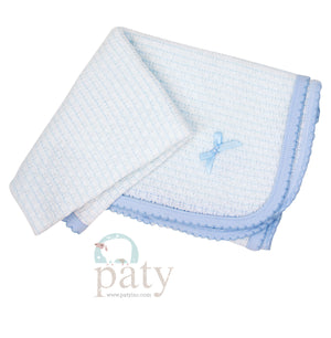 Paty Pinstripe Knit Receiving Blanket - With Trim Options