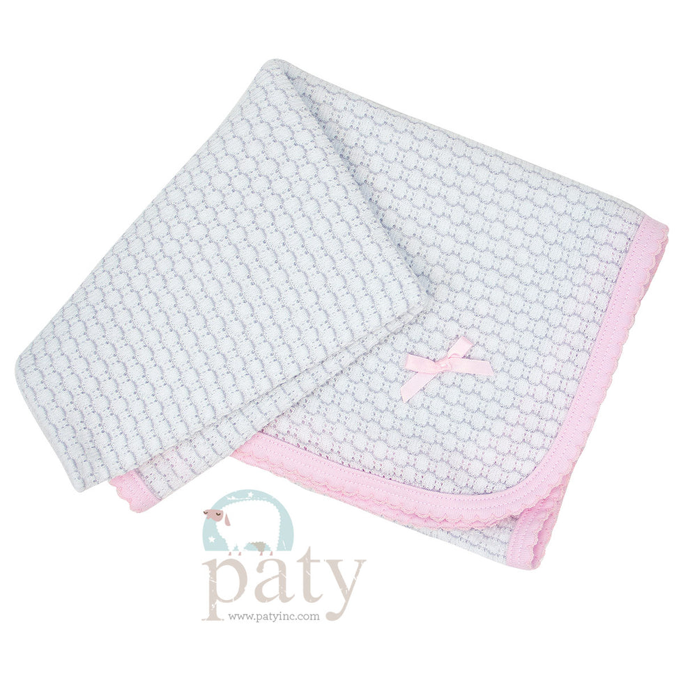 Paty Pinstripe Knit Receiving Blanket - With Trim Options