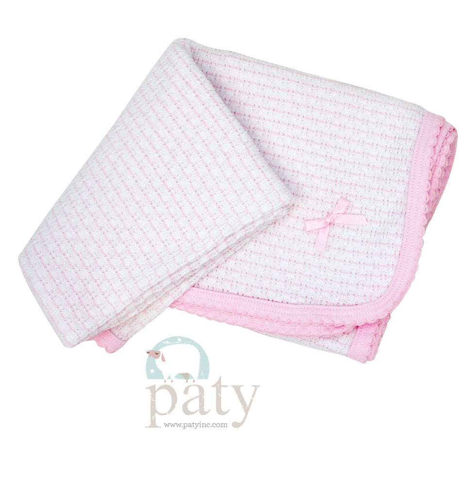 Paty Pinstripe Knit Receiving Blanket - With Trim Options