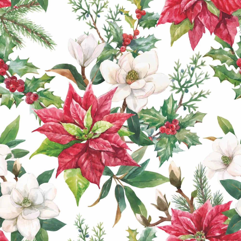 Christmas Florals Lunch Napkins