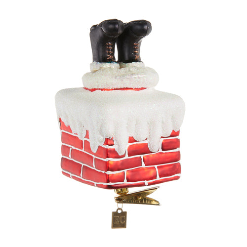 Santa in the Chimney Clip-On Ornament