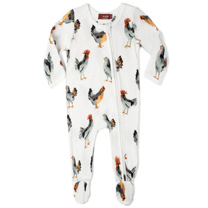 
            
                Load image into Gallery viewer, Chicken Organic Cotton Zipper Footed Romper - Select Size
            
        