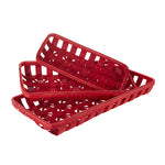 Red Distressed Oblong Tobacco Baskets - 31.5"
