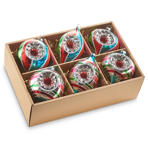 Box of Multicolor Vintage Ornaments