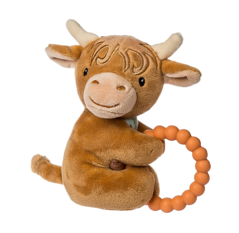 Hefty Highland Cow Teether Rattle – 6″