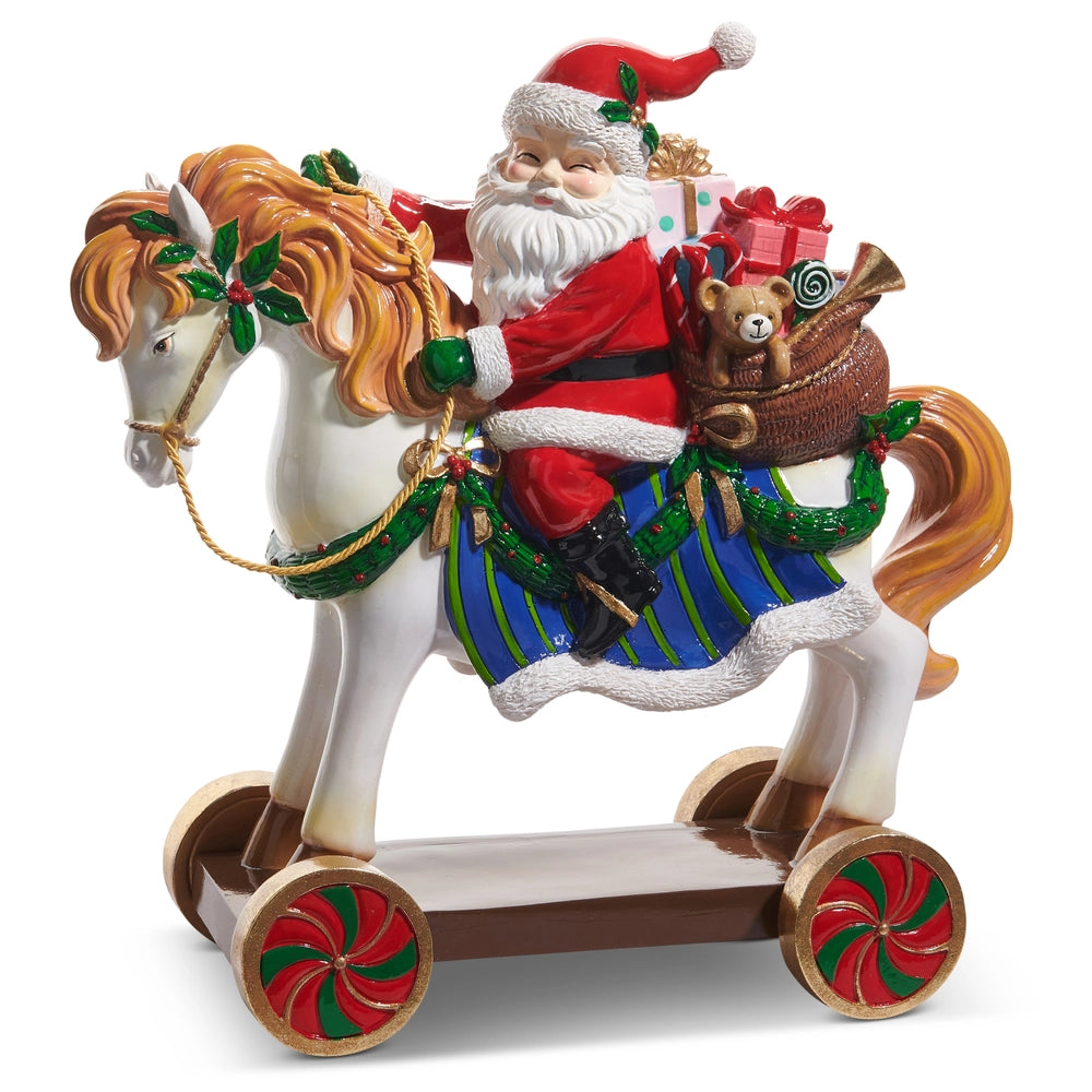 Santa on Toy Horse - 15.5"