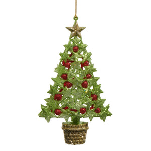 Star and Berry Green Tree Ornament - 6.5"