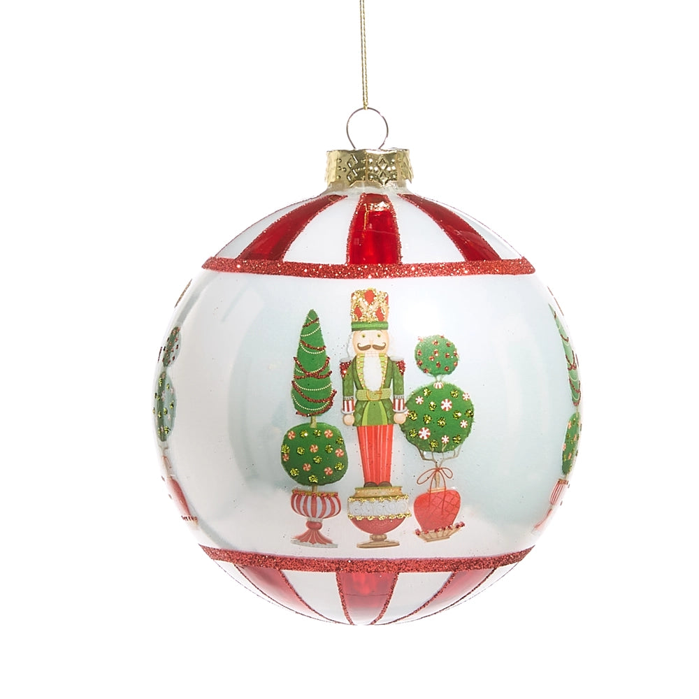 Merry Topiary and Nutcracker Ball Ornament - 5"
