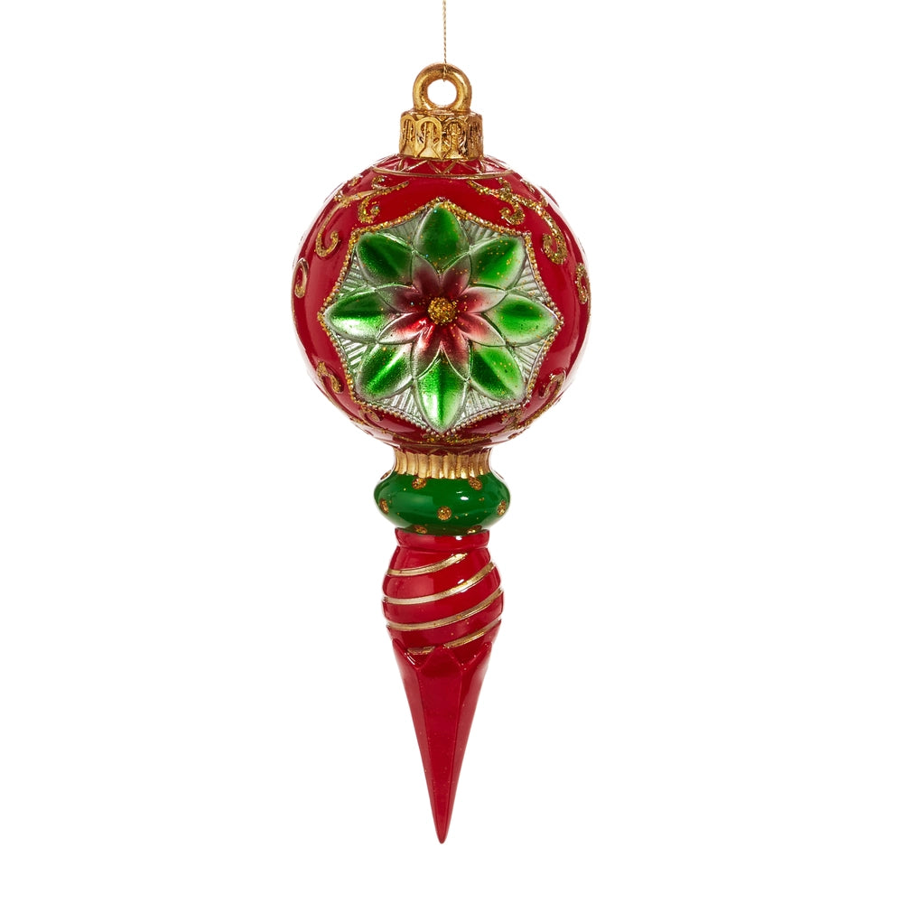 Red and Green Vintage Finial Ornament - 10"