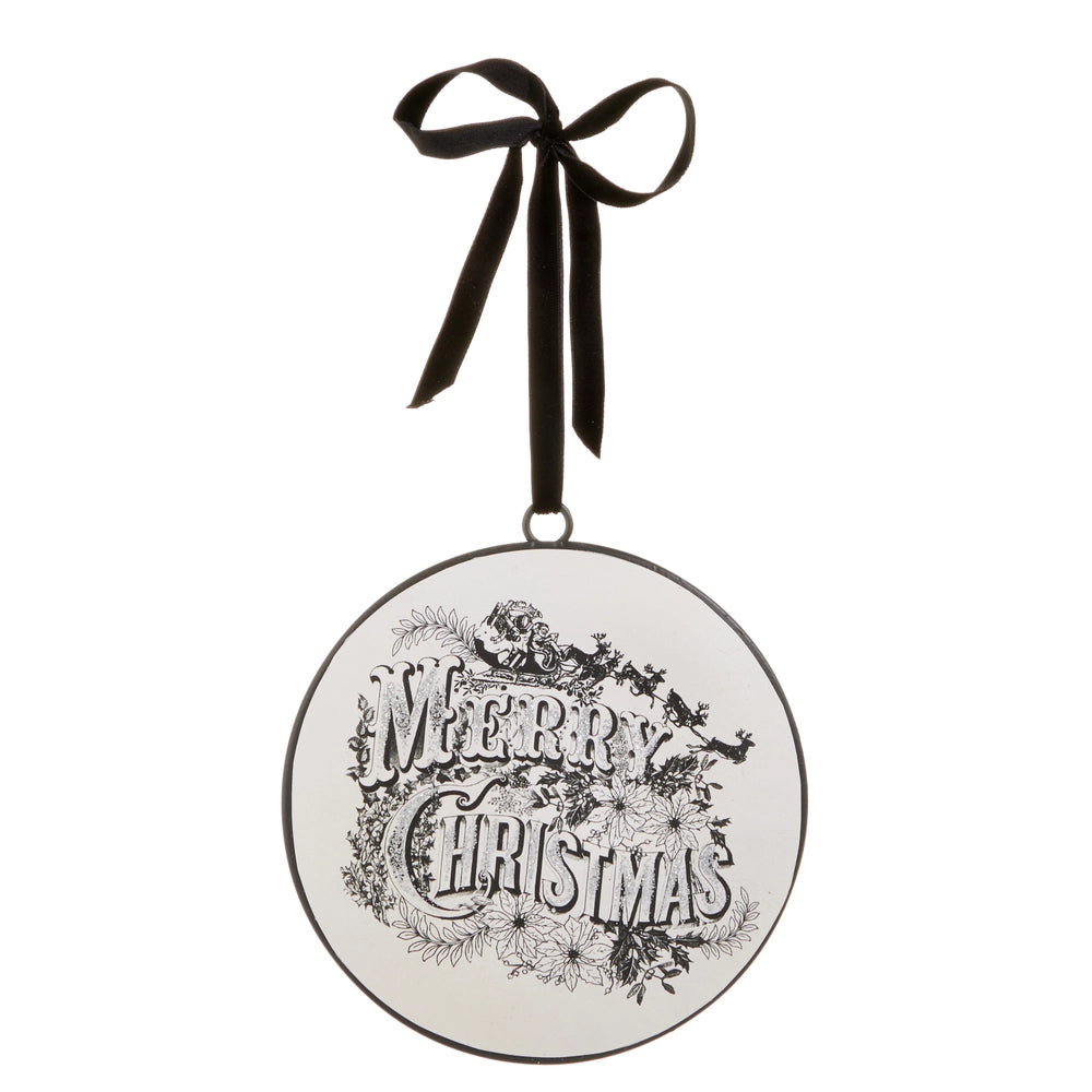 Vintage Merry Christmas Disc Ornament - 6"
