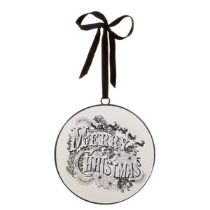 Vintage Merry Christmas Disc Ornament - 6"