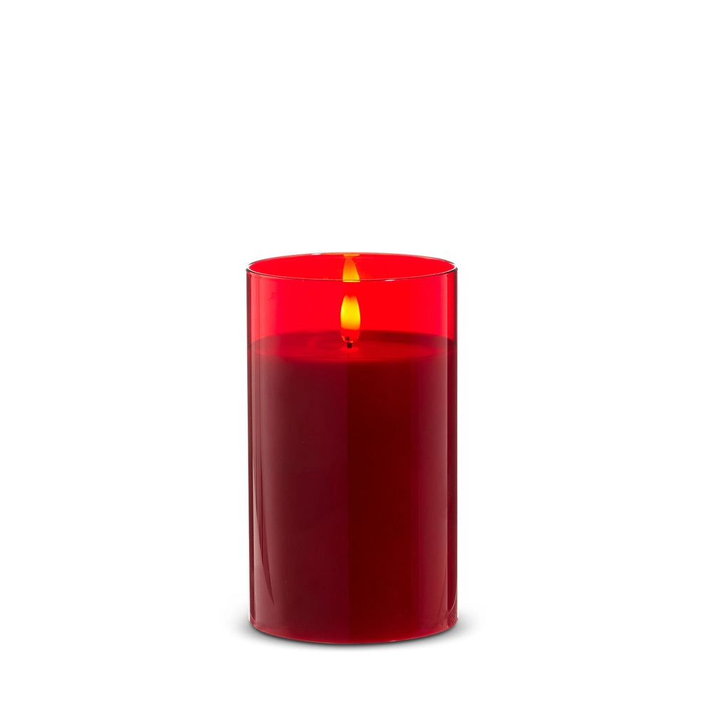 Red Glass Pillar Candle - 3.5" x 6"