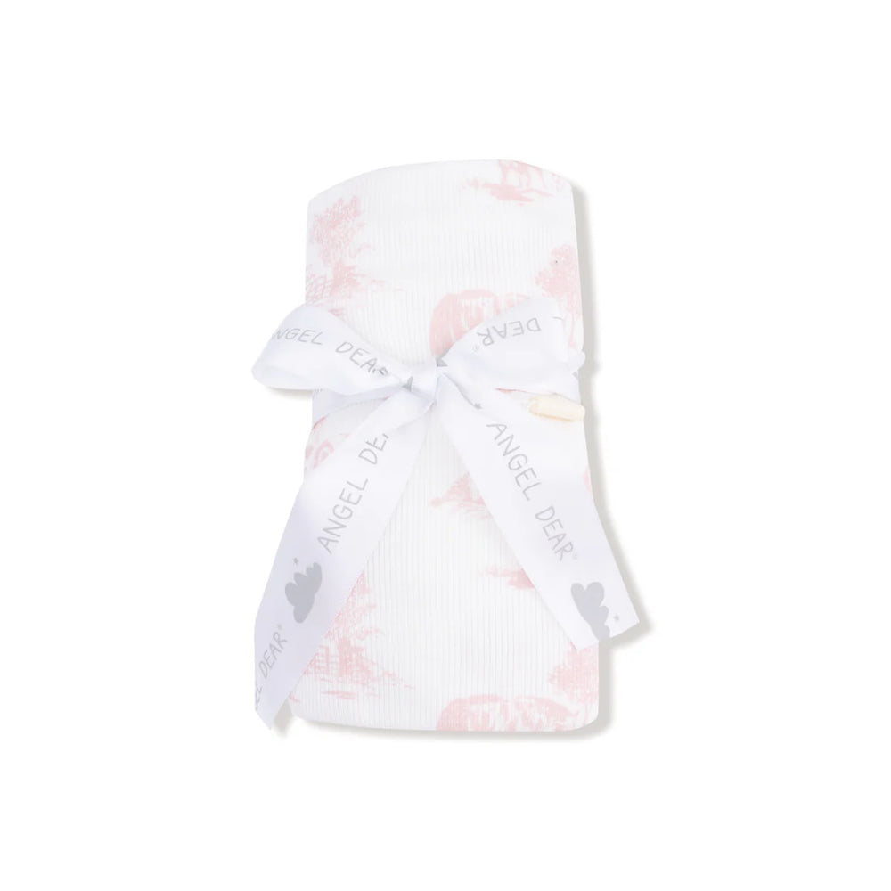 Pink Farm Toile Swaddle Blanket