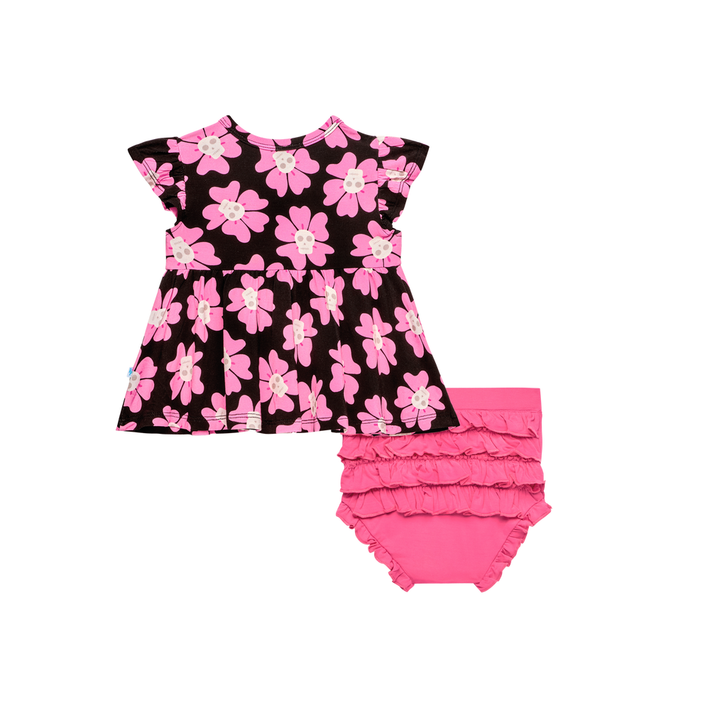 Winifred Ruffled Cap Sleeve Basic Peplum Top & Bloomer Set - Select Size