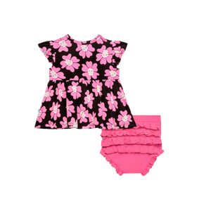 Winifred Ruffled Cap Sleeve Basic Peplum Top & Bloomer Set - Select Size