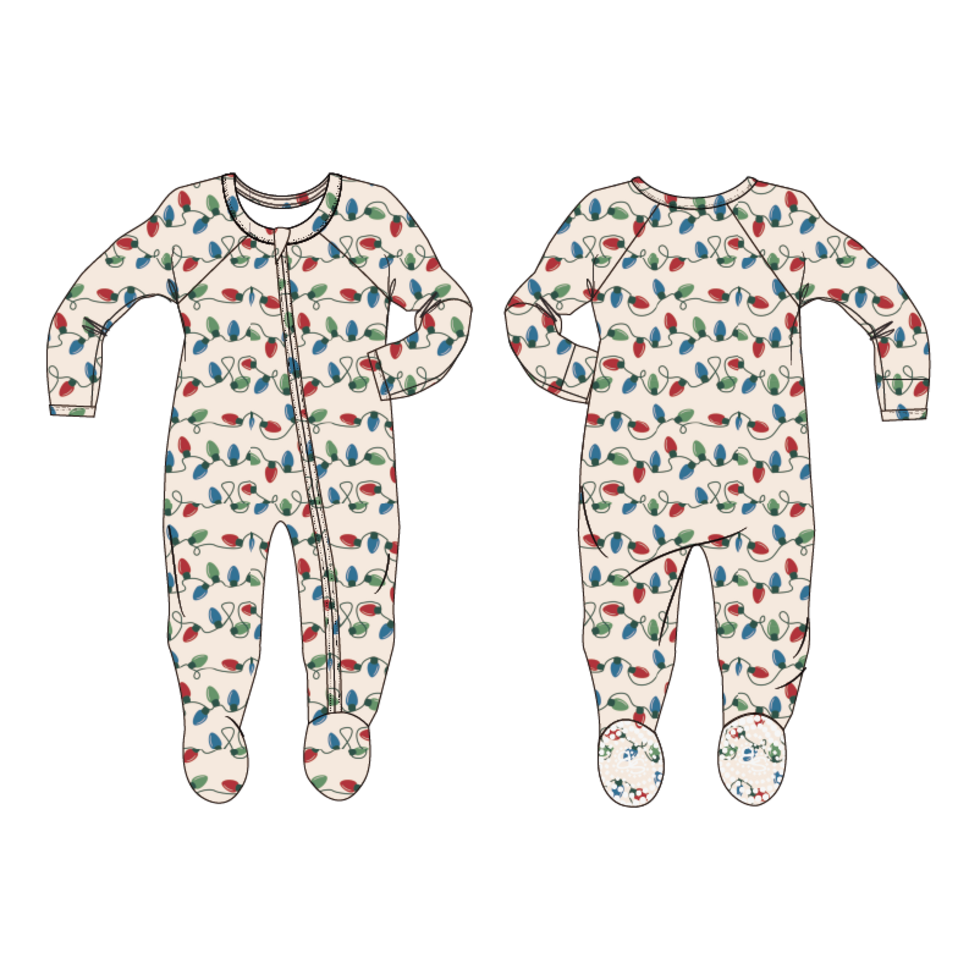 String of Lights Zipper Footie - Select Size