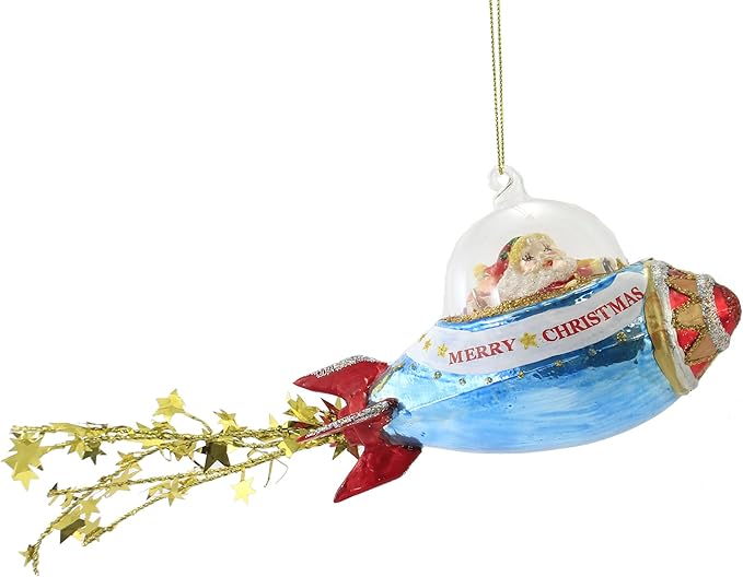 Rocket Santa Ornament