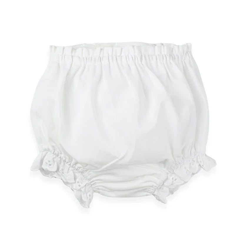 White Diaper Cover w/Eyelet Trim - Select Size