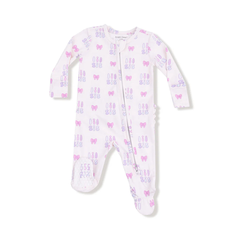 Lil Sis 2 Way Zipper Ruffle Back Footie - Select Size