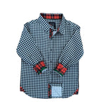 Houndstooth Long Sleeve Shirt in Black/White - Select Size