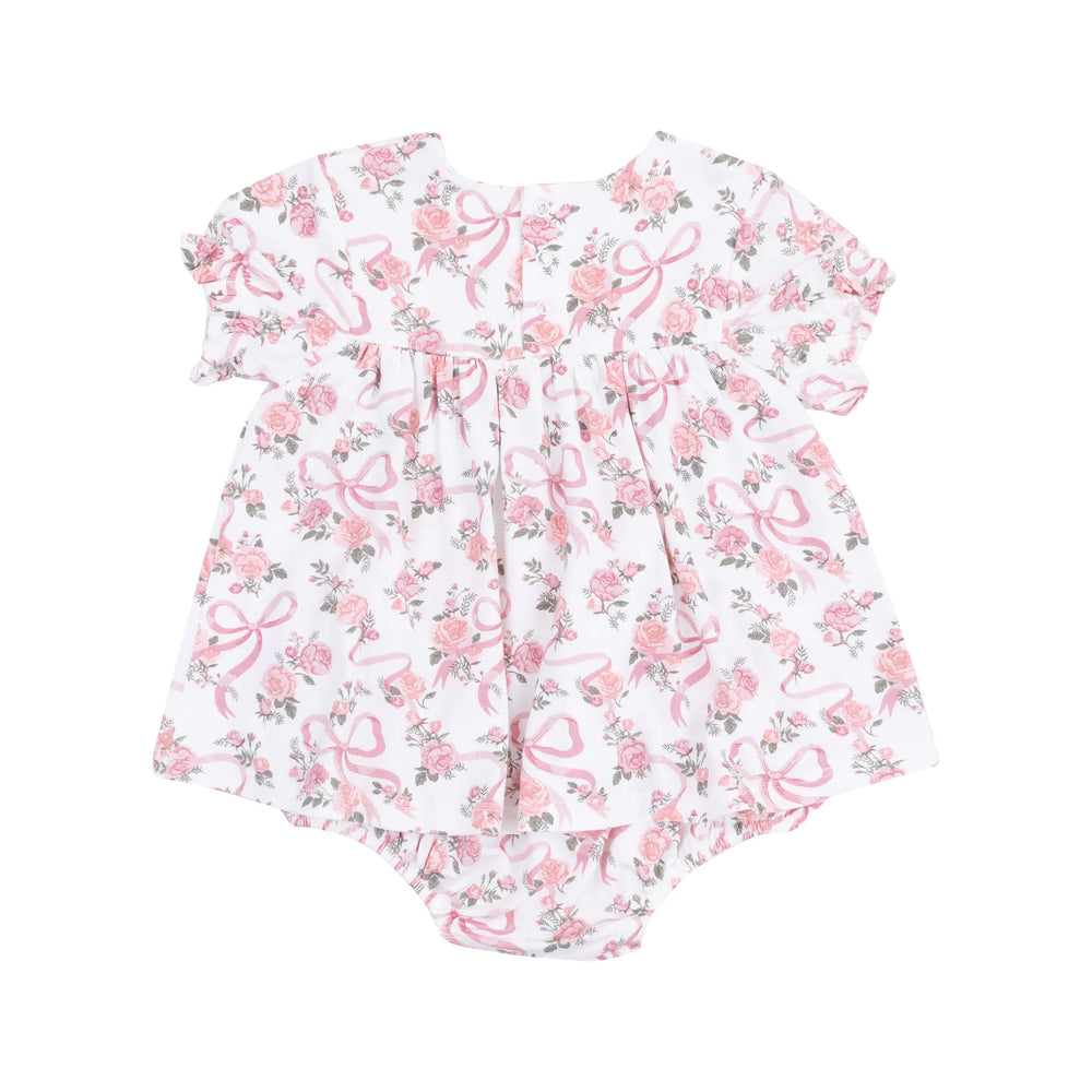 Ribbon & Flowers Smocked Ruffle Bubble - Select Size