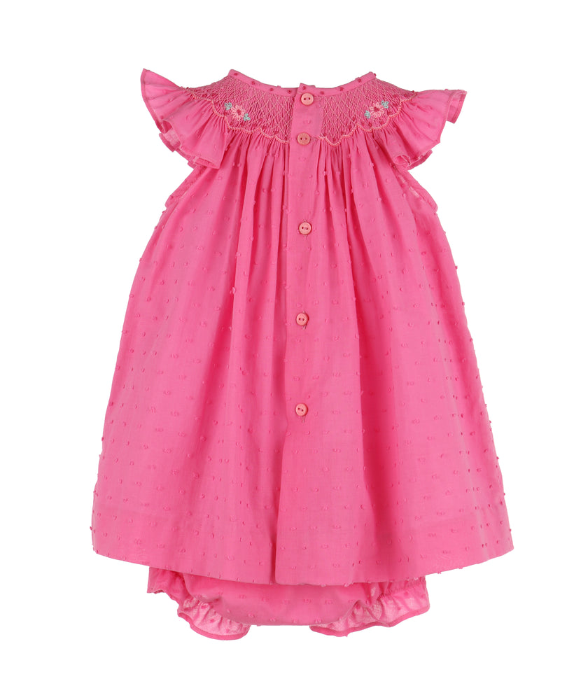 Summer Dotted Smock Bishop, Fuchsia - Select Size