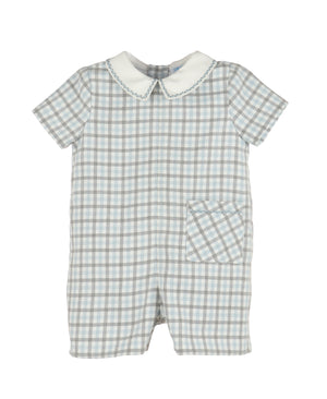 Blue Gingham Check Romper - Select Size