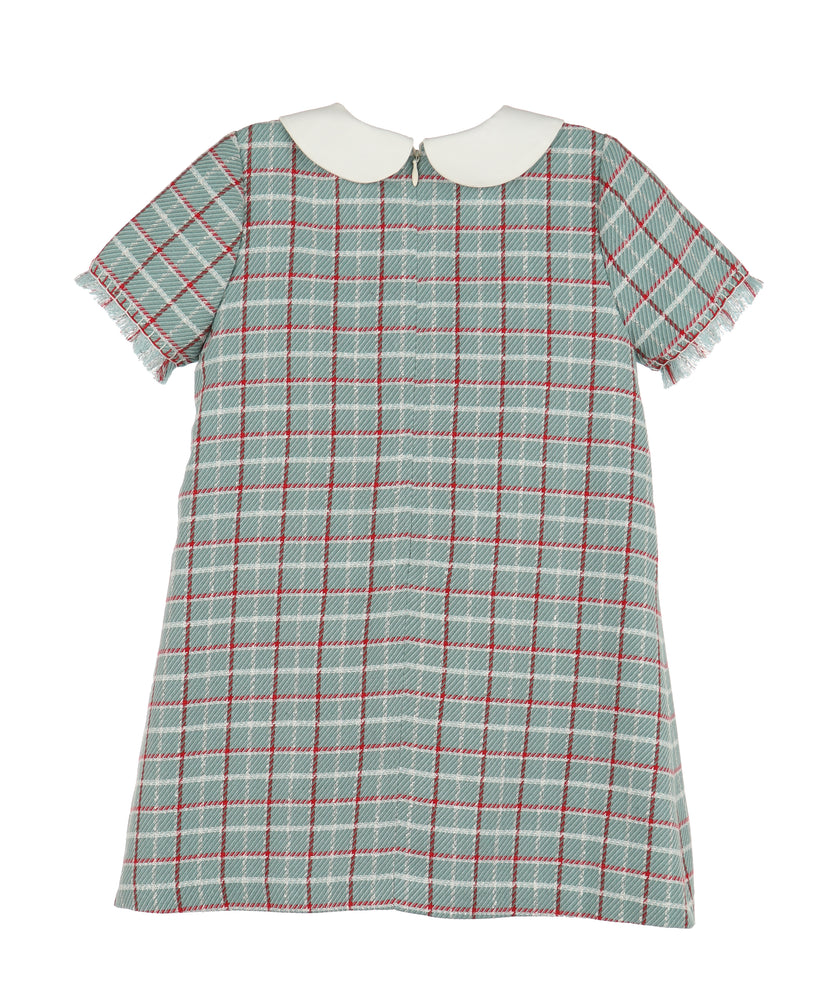 Turquoise Plaid Frayed A-Line Dress - Select Size