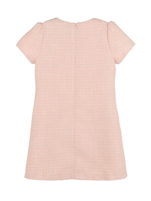 Embroidered Pink Tweed Shift Dress - Select Size