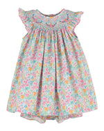 Fuchsia Wildflowers Smock Bishop - Select Size