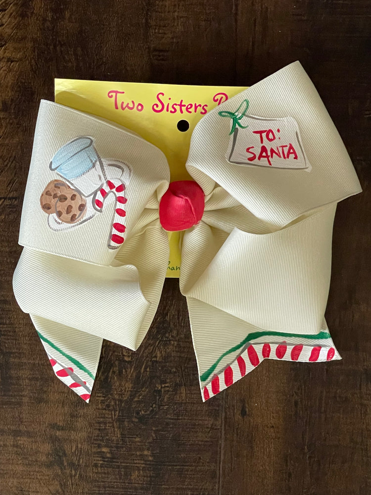 Milk & Cookies - Handpainted Creme Hair bow - Choose 6” or 8”