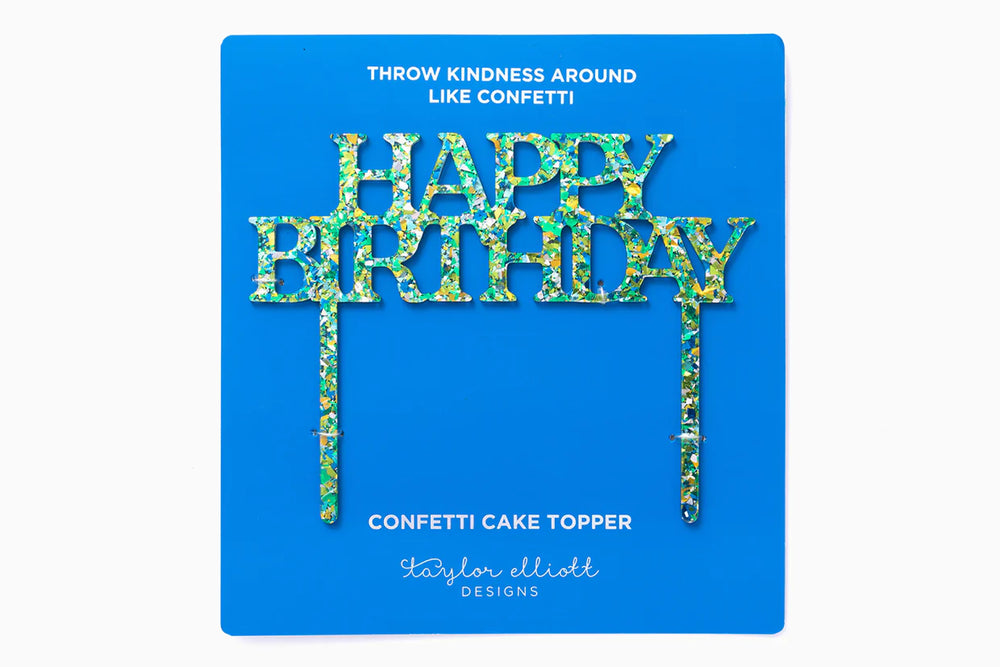 Happy Birthday Cake Topper Blue/Green