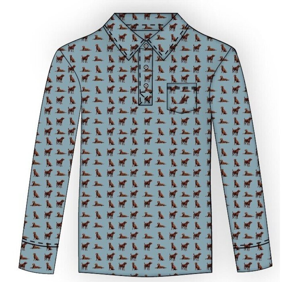 Miles Dog Print L/S Polo - Select Size