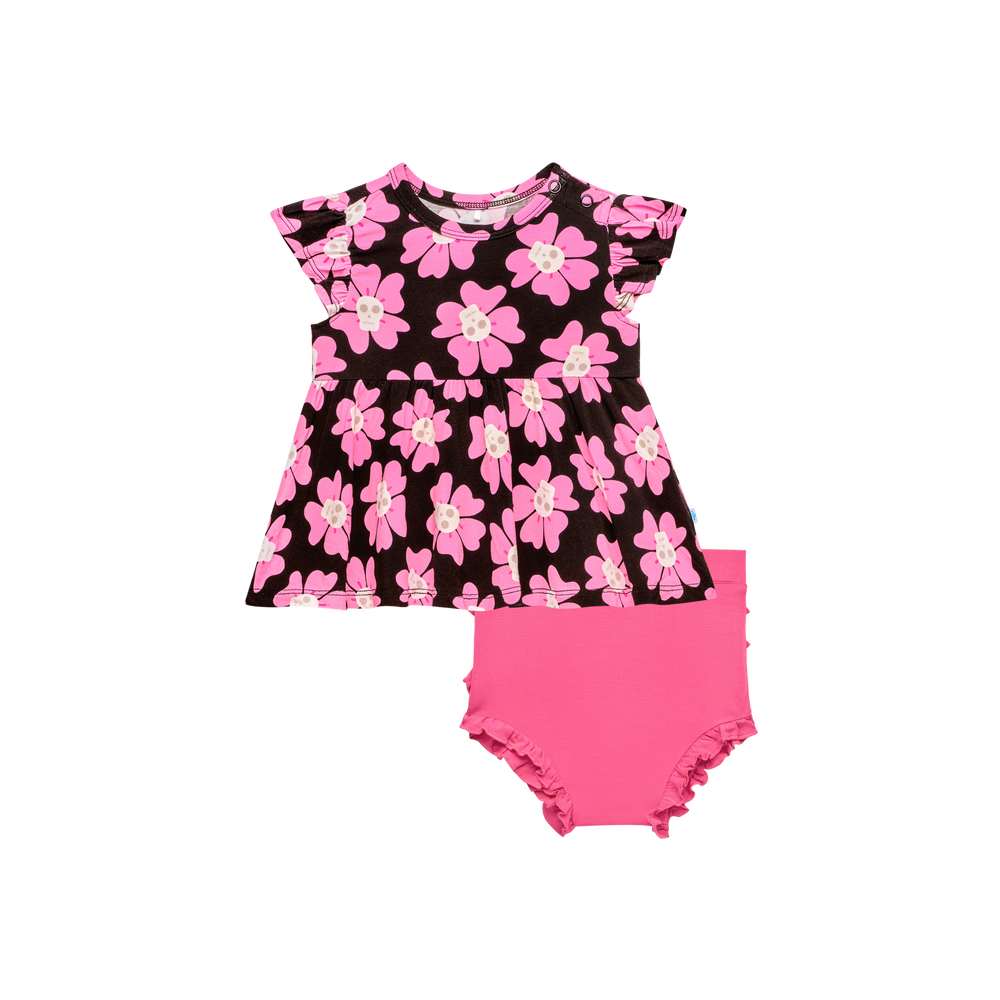 Winifred Ruffled Cap Sleeve Basic Peplum Top & Bloomer Set - Select Size