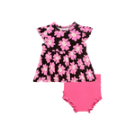 Winifred Ruffled Cap Sleeve Basic Peplum Top & Bloomer Set - Select Size