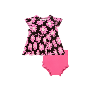 Winifred Ruffled Cap Sleeve Basic Peplum Top & Bloomer Set - Select Size
