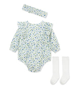 Blue Floral Woven Bubble Set - Select Size