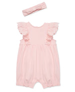 Rose Eyelet Romper & Headband Set - Select Size