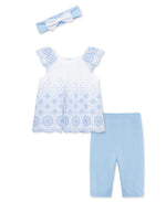 Blue Eyelet Woven Tunic Set - Select Size