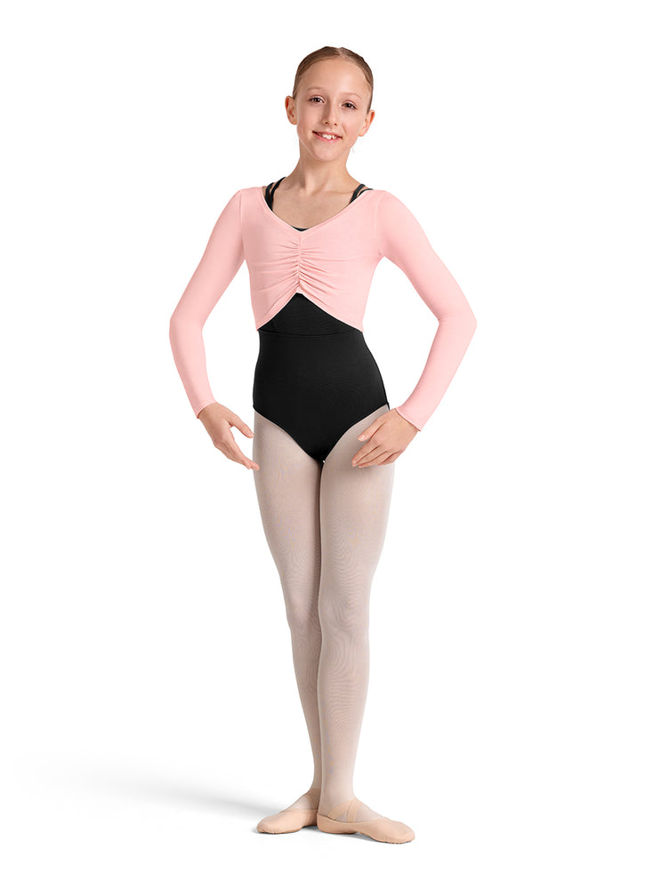 Long Sleeve Gathered Girls Top in Pink - Select Size