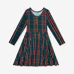 Tartan Plaid Long Sleeve Henley Twirl Dress - Select Size