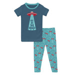 Glacier Alien Invasion Short Sleeve Graphic Tee Pajama Set- Select Size