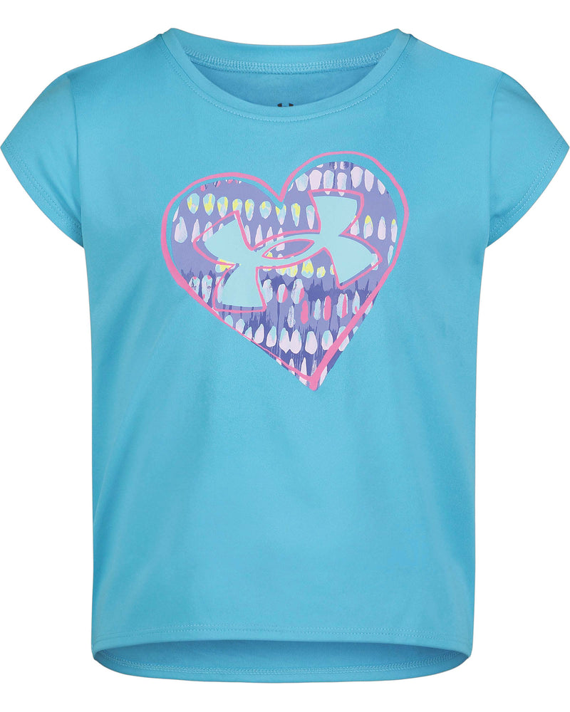 Blue Surf UA Cut Out Heart Logo Girls SS T-Shirt - Select Size