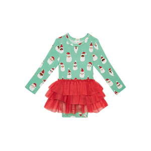 Santa Medley Long Sleeve Tulle Skirt Bodysuit - Select Size